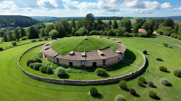 圆形建筑航拍自然风光 圆形建筑航拍自然风光