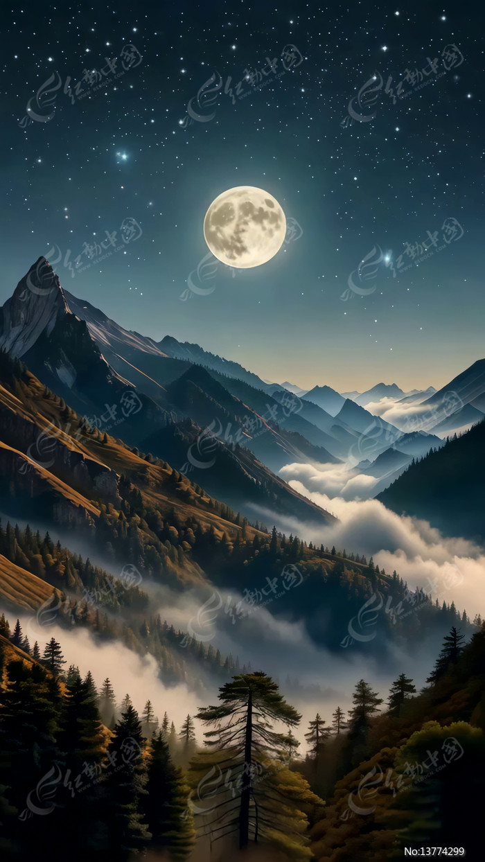 ��ҹ�µ�ɽ�侰ɫ