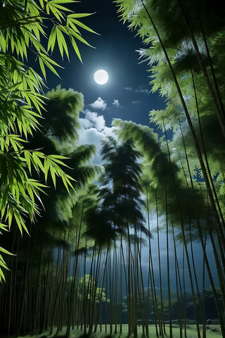 月夜下的竹林风景 月夜下的竹林风景