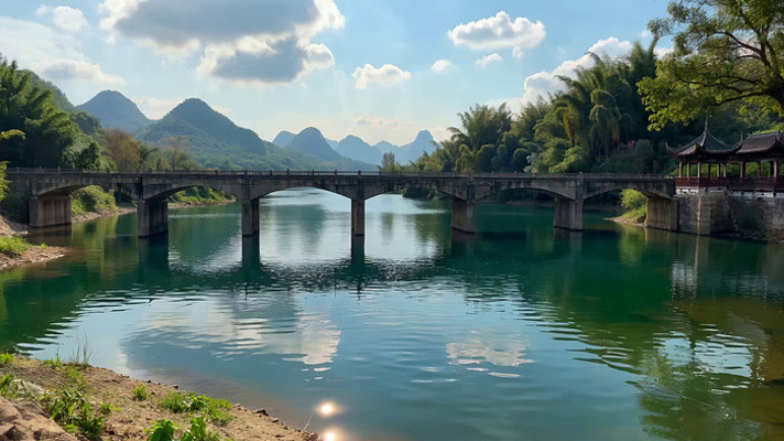 遇龙河石桥自然风光 遇龙河石桥自然风光