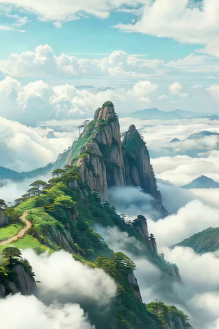 云海环绕的山峰自然风光素材 云海环绕的山峰自然风光素材