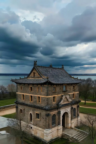 中式古建筑航拍全景 中式古建筑航拍全景