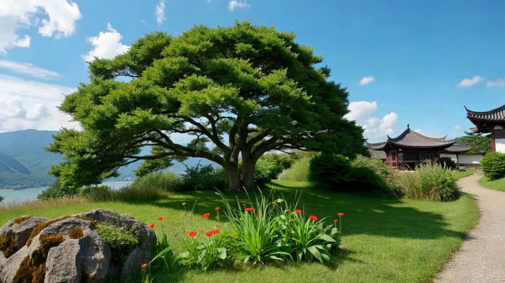 中式园林树木景观 中式园林树木景观