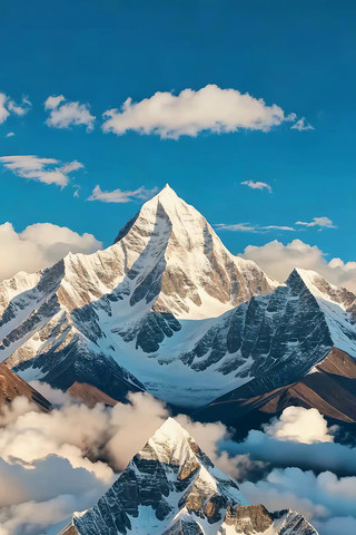 壮丽雪山蓝天白云风景 壮丽雪山蓝天白云风景