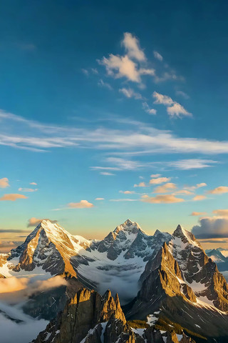 壮丽雪山与蓝天白云美景 壮丽雪山与蓝天白云美景