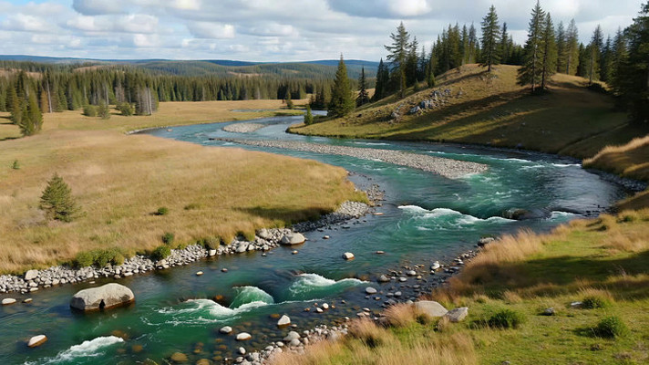 自然风光河流森林全景 自然风光河流森林全景