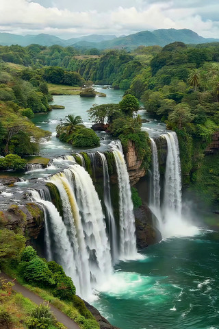 自然风光瀑布河流全景 自然风光瀑布河流全景