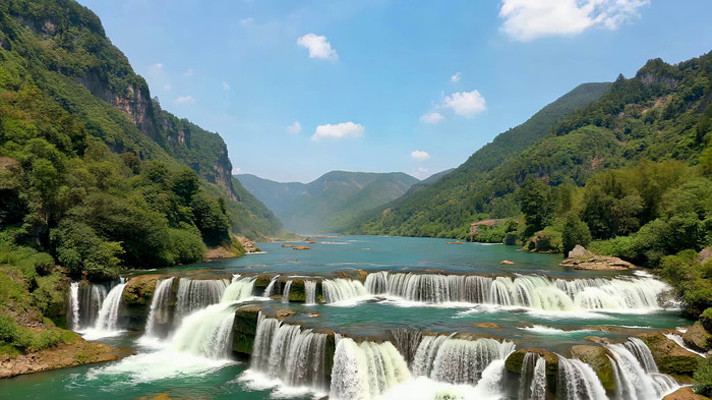 自然风光瀑布河流全景 自然风光瀑布河流全景