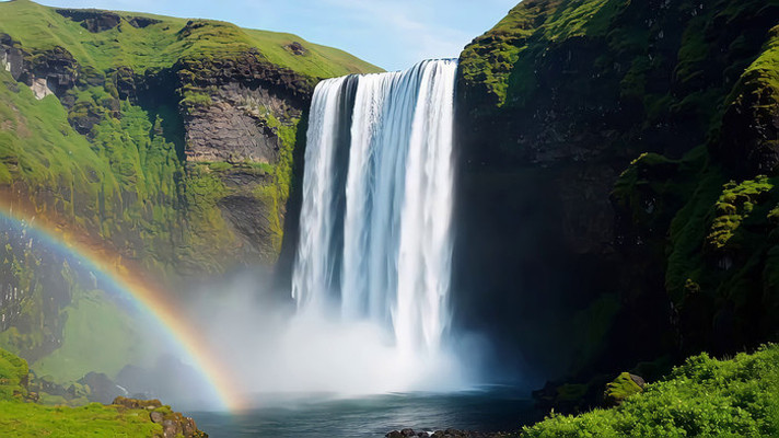自然风光瀑布与彩虹景观 自然风光瀑布与彩虹景观