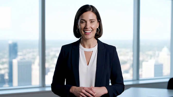 办公室女商人正面站立画面 办公室女商人正面站立画面