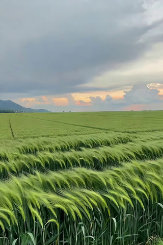 傍晚时分的广袤麦田 傍晚时分的广袤麦田