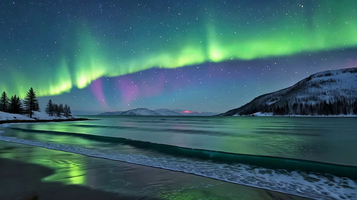 北极地区极光自然风光 北极地区极光自然风光