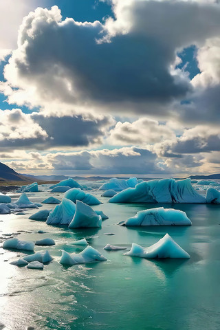 冰川漂浮于水面自然风景 冰川漂浮于水面自然风景