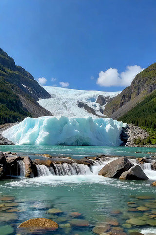 冰川下的溪流自然风光 冰川下的溪流自然风光