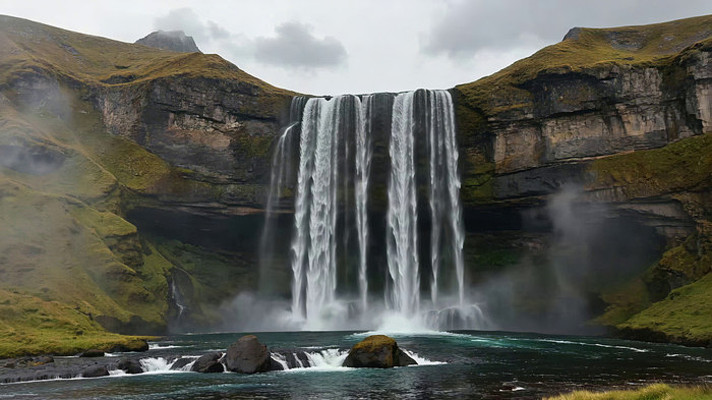 冰岛壮观瀑布自然风光 冰岛壮观瀑布自然风光