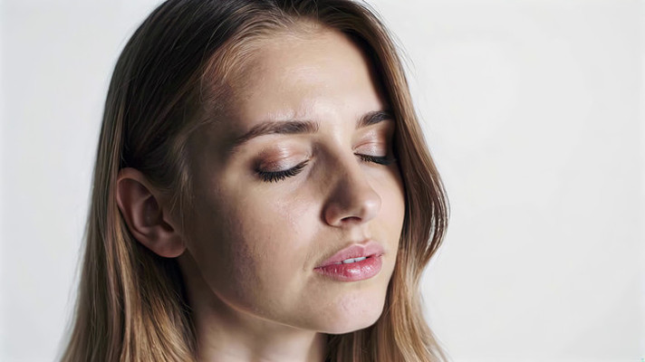 闭眼女性面部特写 闭眼女性面部特写