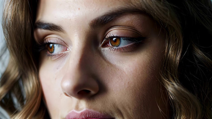 闭眼女性面部特写 闭眼女性面部特写