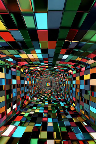 彩色方块隧道背景素材 彩色方块隧道背景素材