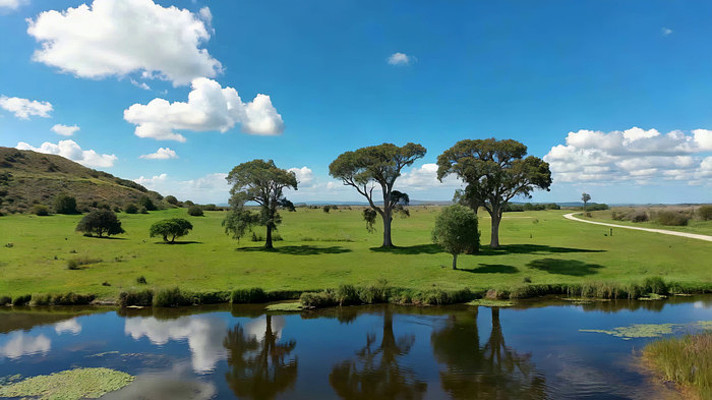 草原河流树木自然风光 草原河流树木自然风光