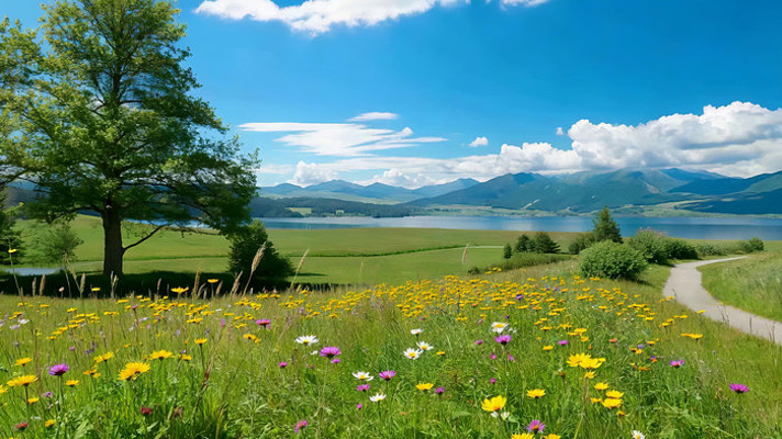草原花海自然风光 草原花海自然风光