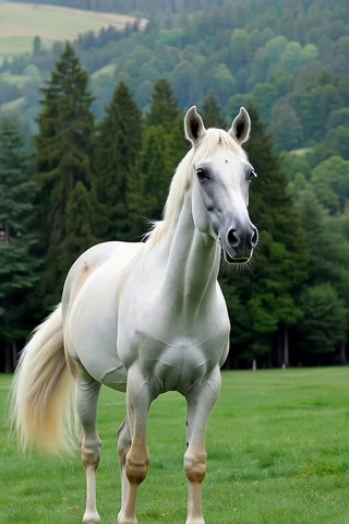 草原上的白色骏马 草原上的白色骏马