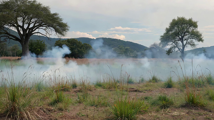 草原树林烟雾自然风光 草原树林烟雾自然风光