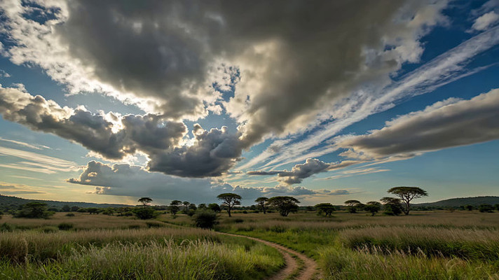 草原天空自然风光全景 草原天空自然风光全景