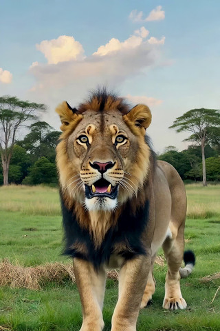 草原雄狮特写画面 草原雄狮特写画面