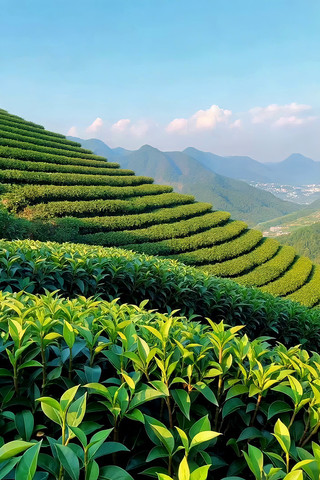层叠茶山自然风光全景 层叠茶山自然风光全景