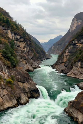 长江峡谷湍急河流景观 长江峡谷湍急河流景观