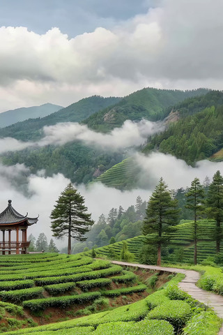 茶园云海自然风光 茶园云海自然风光
