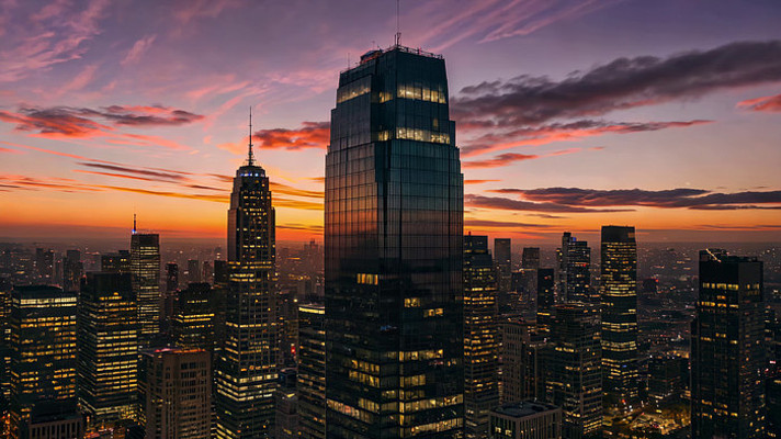 城市高楼黄昏全景 城市高楼黄昏全景