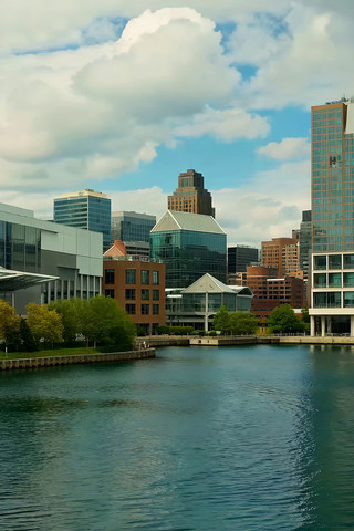 城市河畔高楼建筑景观 城市河畔高楼建筑景观