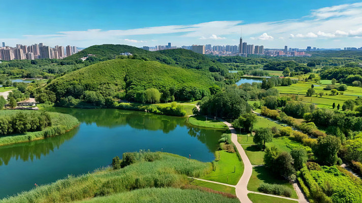 城市近郊自然风光航拍全景 城市近郊自然风光航拍全景