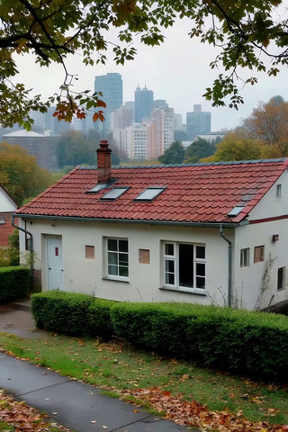 城市旁的独栋房屋 城市旁的独栋房屋