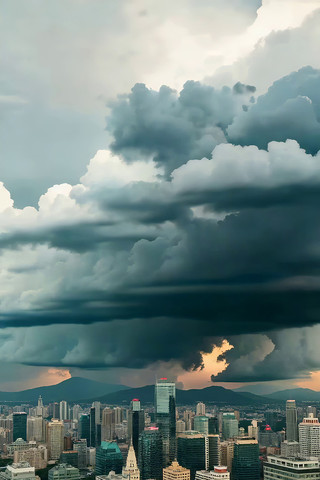 城市上空乌云密布景象 城市上空乌云密布景象