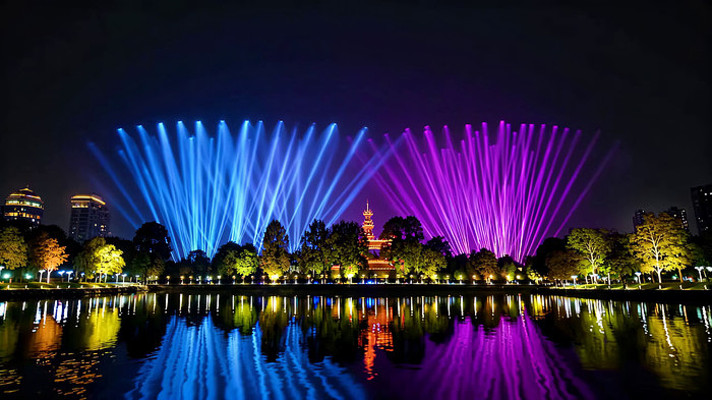 城市夜景音乐喷泉灯光秀 城市夜景音乐喷泉灯光秀