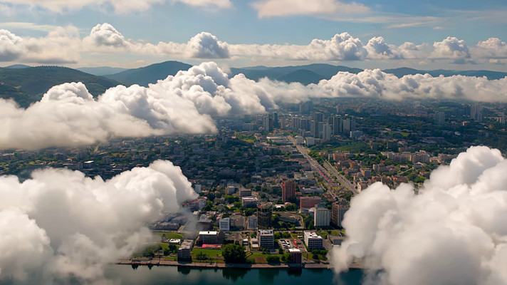 城市云海高空俯瞰景象 城市云海高空俯瞰景象