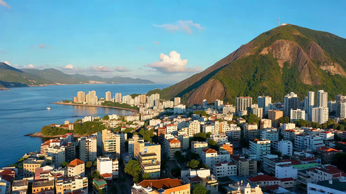城市与山峦景观俯瞰画面 城市与山峦景观俯瞰画面