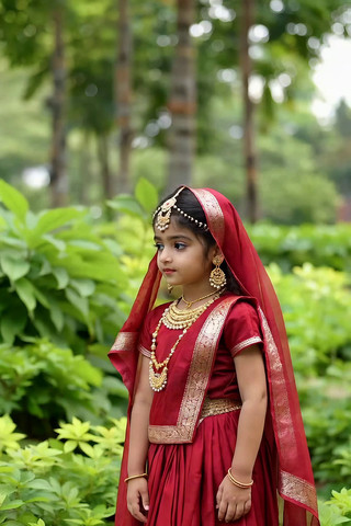 穿传统服饰的小女孩户外场景 穿传统服饰的小女孩户外场景