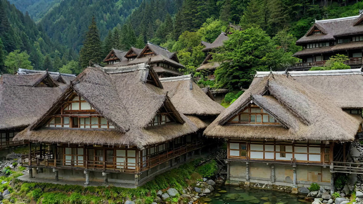 传统日式木屋村落风景 传统日式木屋村落风景