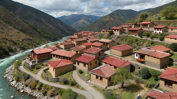 川西山村自然风光俯瞰 川西山村自然风光俯瞰