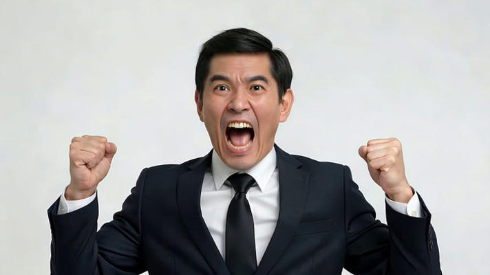 穿西装男子握拳激动瞬间 穿西装男子握拳激动瞬间