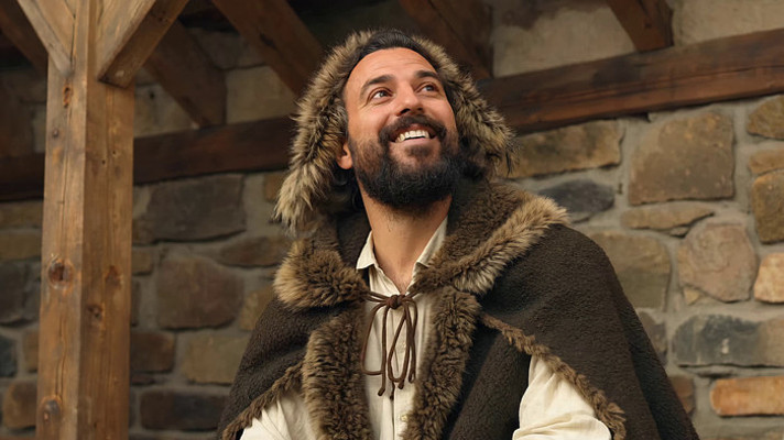 穿着披风男子微笑场景 穿着披风男子微笑场景