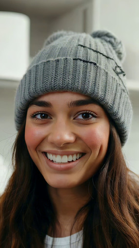 ����ɫ��֯ñ΢Ц��Ů��