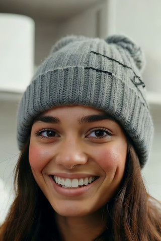 ����ɫ��֯ñ΢Ц��Ů��