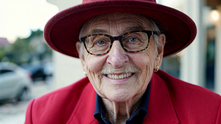 戴帽微笑老人特写素材 戴帽微笑老人特写素材