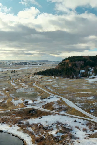 冬季原野森林航拍景色 冬季原野森林航拍景色