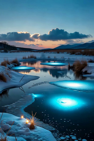 冬日冰封河流自然风光 冬日冰封河流自然风光