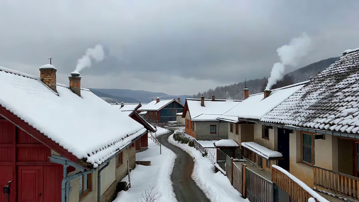冬日雪覆盖的乡村小屋景象 冬日雪覆盖的乡村小屋景象
